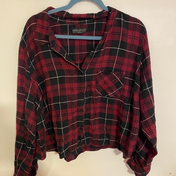 F21 CROPPED FLANNEL - Picture 1 of 2